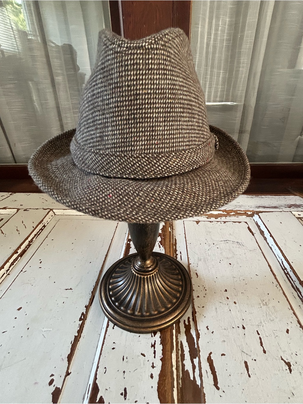 Vintage 1970's Mcgregor Fedora Gray Hat Wool Blend Made In Korea M 7 - 7 1/8